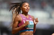 Gabby Thomas of Team United States competes in the Women's 200m Heats during the 2023 World Athletics Championship in Budapest, Hungary.
